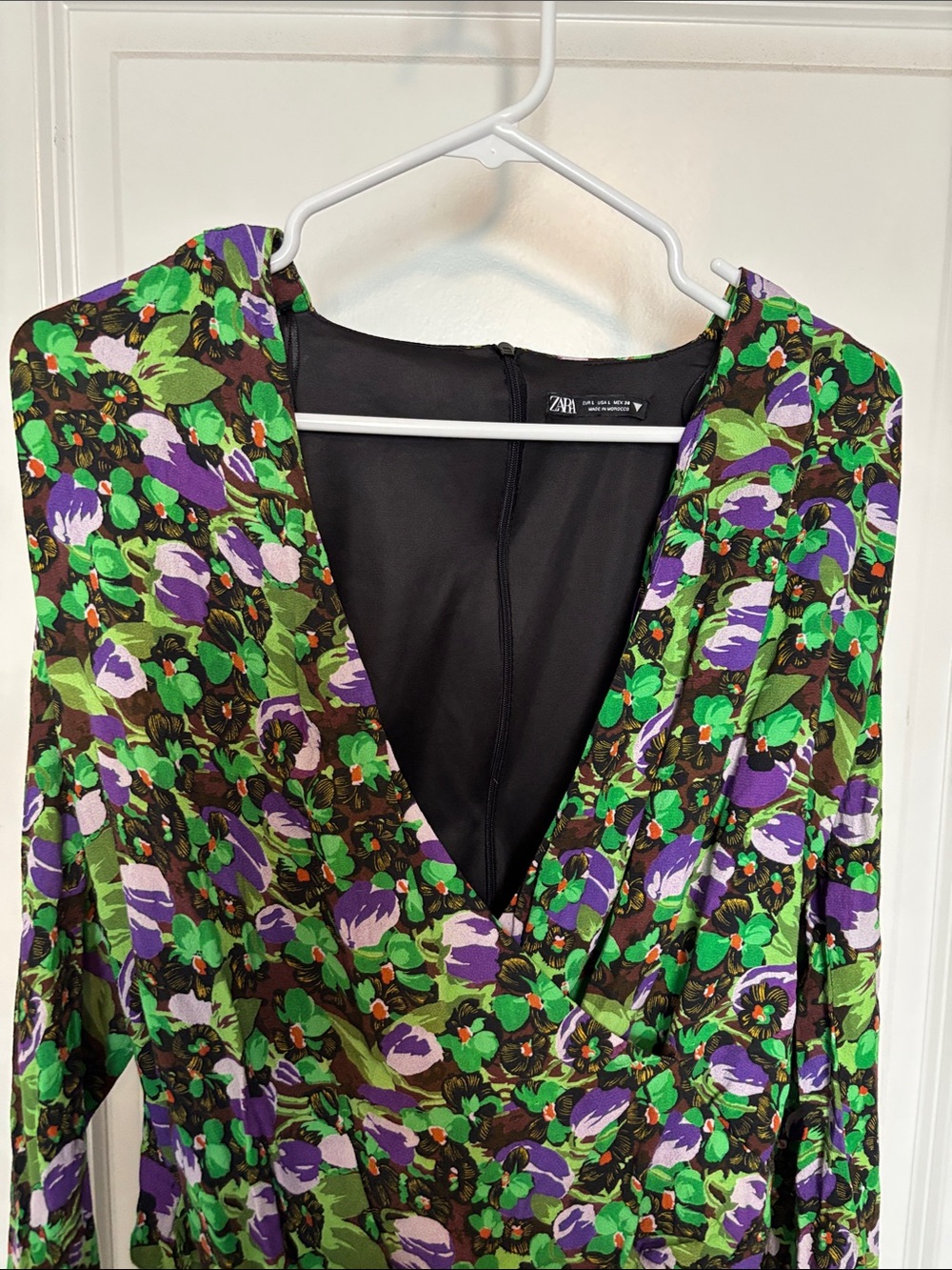 Zara Green & Purple Floral Wrap Bodysuit
